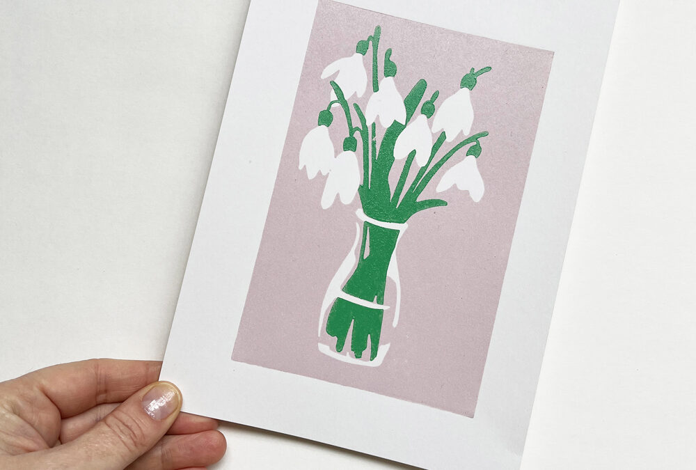 Snowdrops: making a reduction print